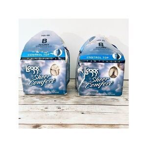 NWT 2 Pack Vintage L'eggs Sheer Comfort B IVORY enhanced Control Top Pantyhose